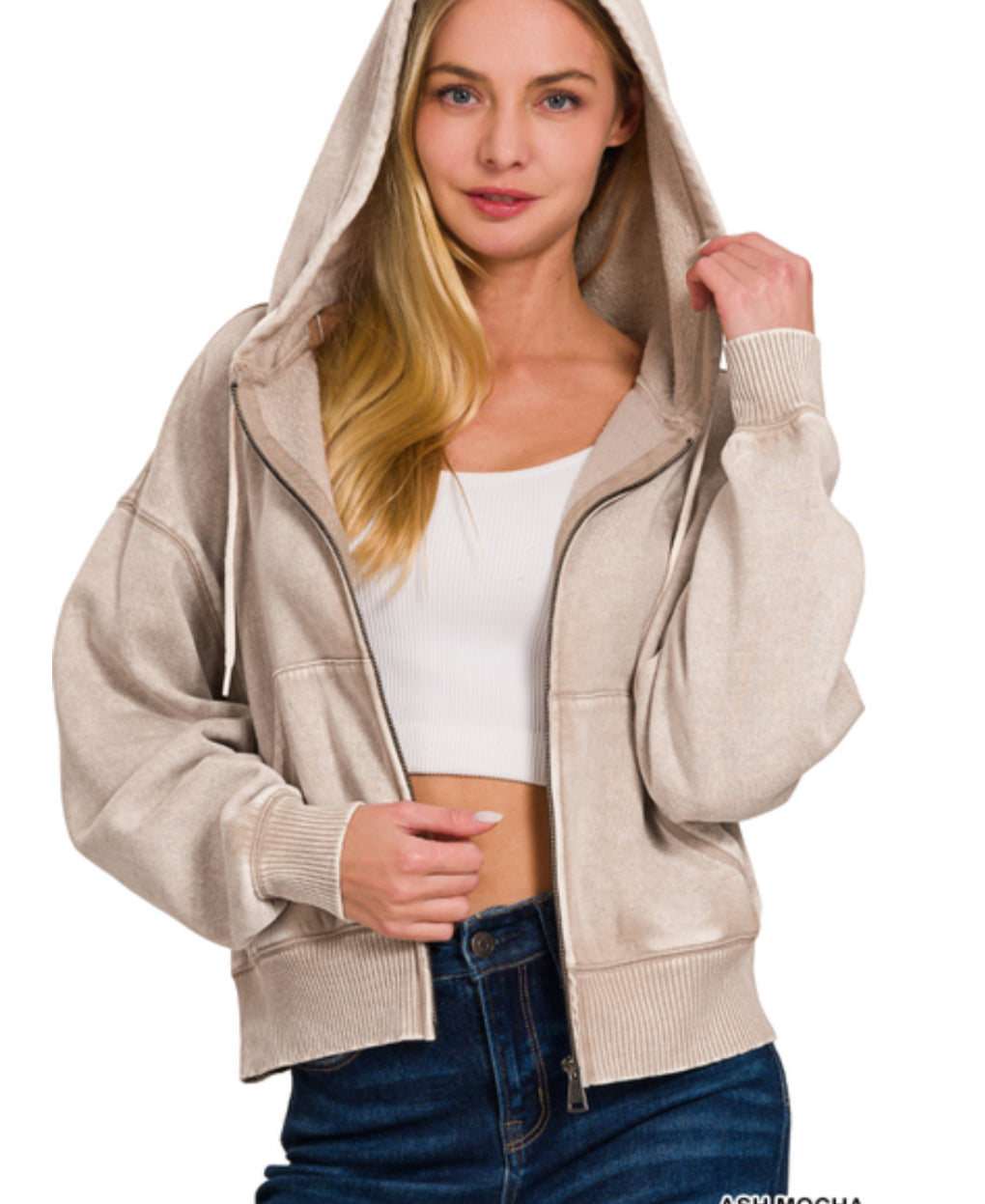 Ash Mocha Zip Up Hoodie