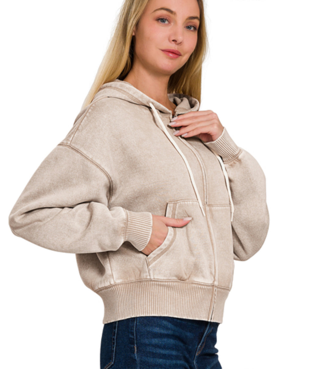 Ash Mocha Zip Up Hoodie