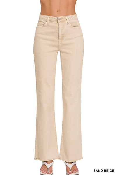 Sand beige straight wide pants