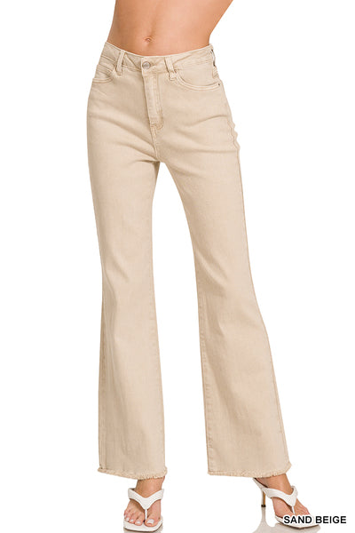 Sand beige straight wide pants