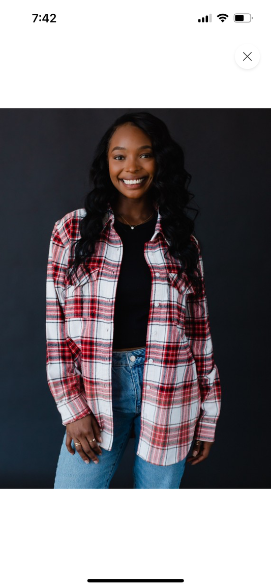 White/Red/Black flannel