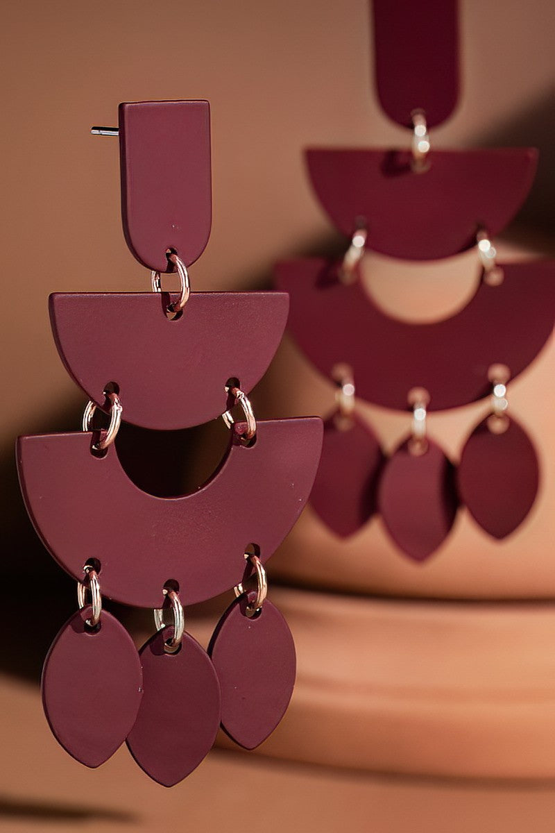 Burgundy Layered Earrings