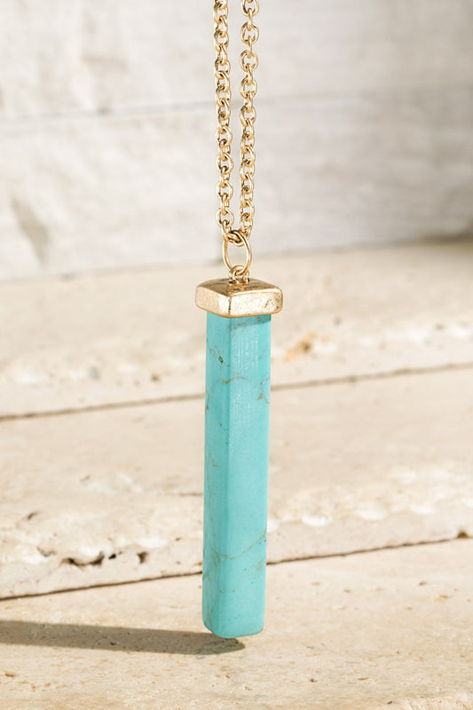 Turquoise Natural Stone Bar Necklace