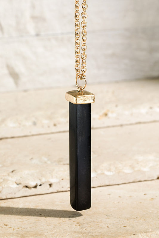 Black Natural Stone Bar Necklace