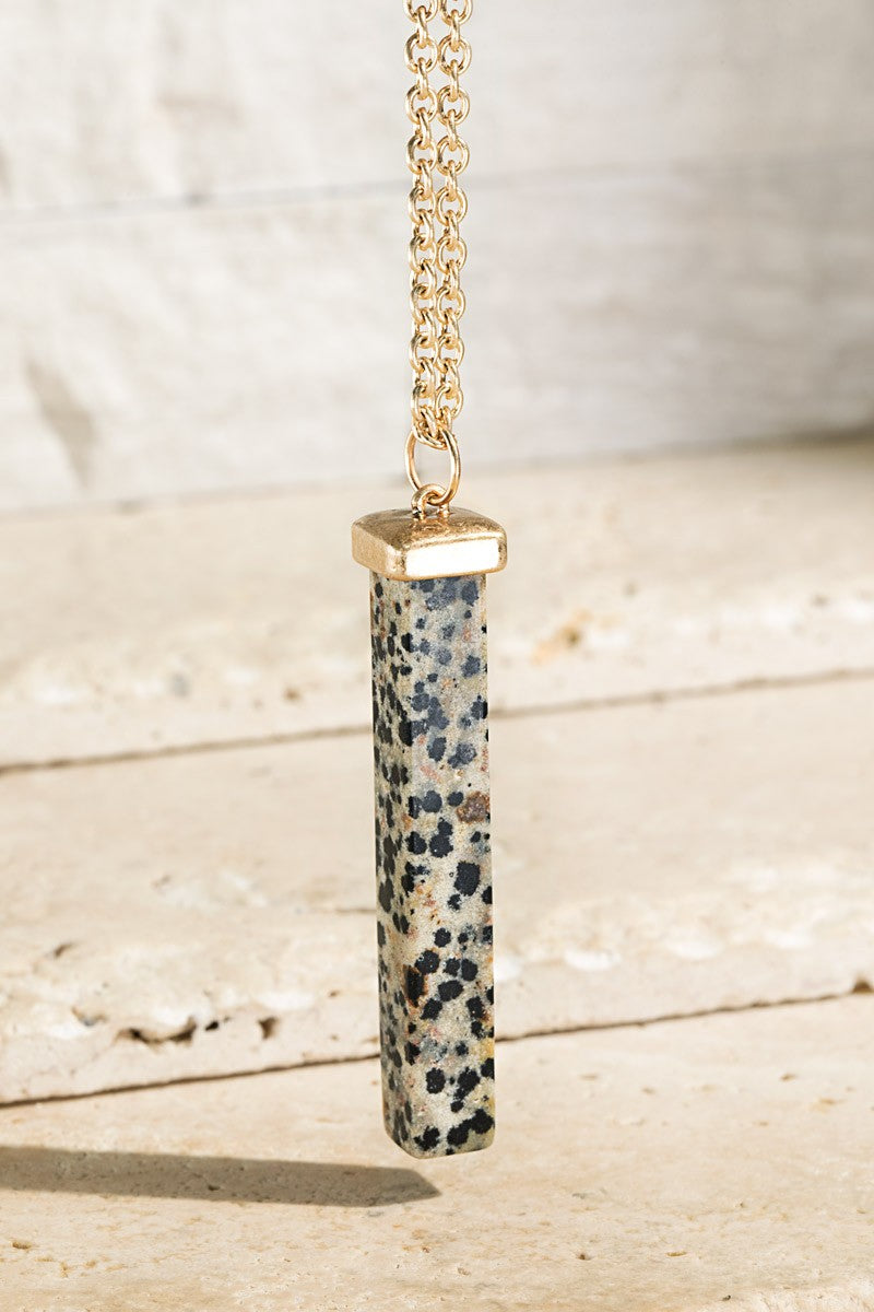 Dalmation Natural Stone Bar Necklace