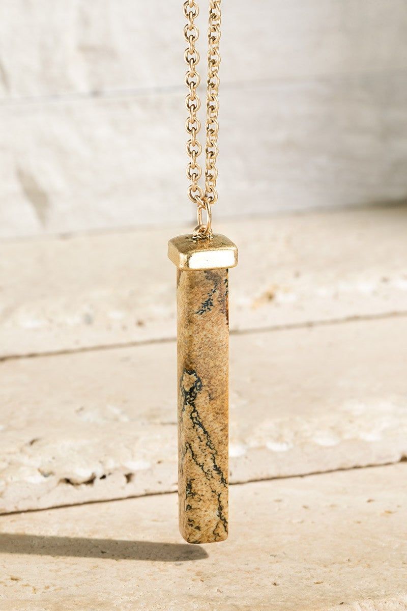 Jasper Natural Stone Bar Necklace