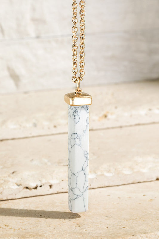 Howlite white Natural Stone Bar Necklace