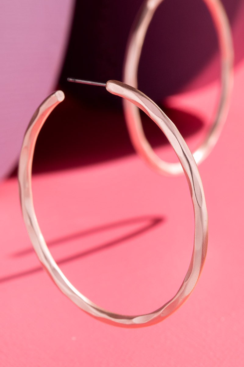 Matte Rose Gold Hoop Earrings